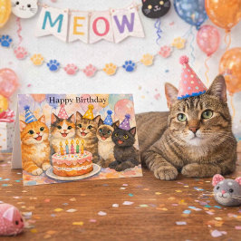Tarjeta Cumpleaños de gato caprichoso, divertida fiesta de
