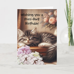 Tarjeta Cumpleaños de gato dormilón