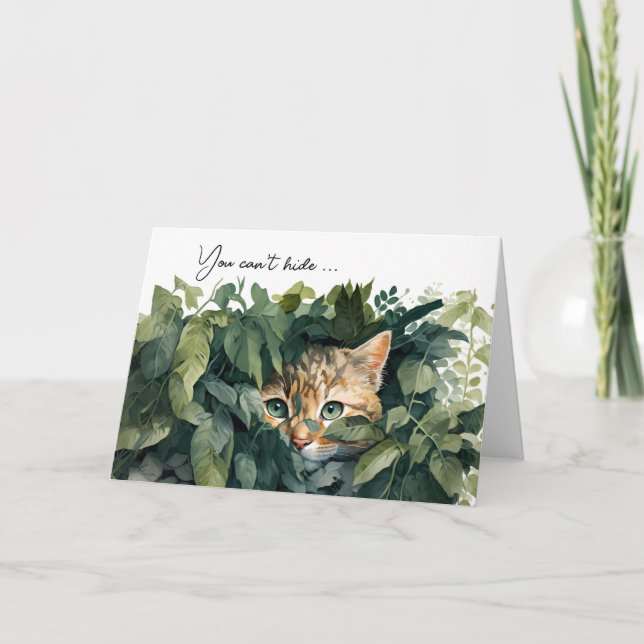 Tarjeta Cumpleaños De Gato En Verdes Sale (Anverso)