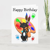 Cumpleaños de gato esmoquin y paleta de pintura