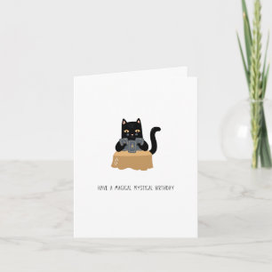 Tarjeta Cumpleaños de gato mágico místico