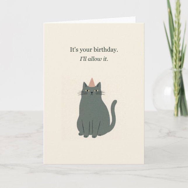 Tarjeta Cumpleaños de gato sarcástico (Anverso)