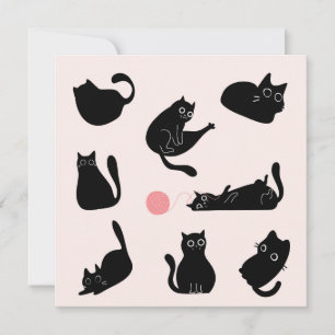 Tarjeta Cumpleaños de Gatos Negros Tontos