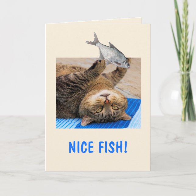 Tarjeta Cumpleaños De Gatos Y Peces (Anverso)