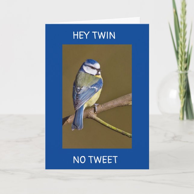 TARJETA CUMPLEAÑOS DE GEMELOS-SIN TWEETS DE ESTE PÁJARO (Anverso)