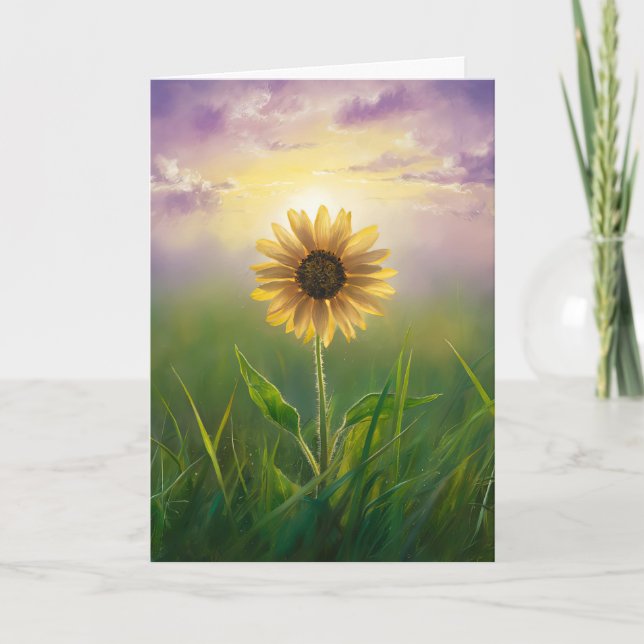 Tarjeta Cumpleaños de Girasol brillante (Anverso)