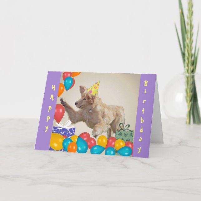 Tarjeta Cumpleaños de Golden Retriever (Anverso)