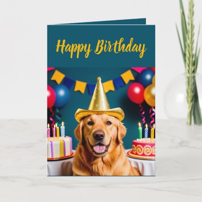 Tarjeta Cumpleaños de Golden Retriever (Anverso)
