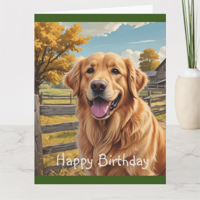 Tarjeta Cumpleaños de Golden Retriever (Anverso)