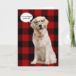 Tarjeta Cumpleaños de Golden Retriever en plaid