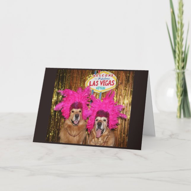 Tarjeta Cumpleaños de Golden Retriever Excitante Showgirls (Anverso)