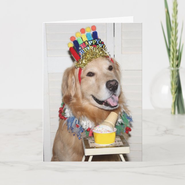 Tarjeta Cumpleaños de Golden Retriever Paw-some (Anverso)