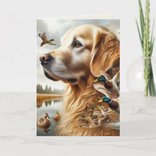 Tarjeta Cumpleaños de Golden Retriever y Ducks