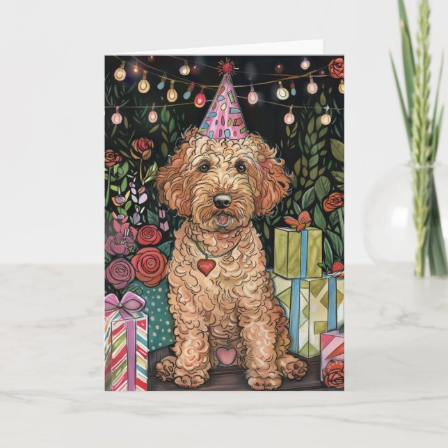 Tarjeta Cumpleaños de Goldendoodle (Anverso)