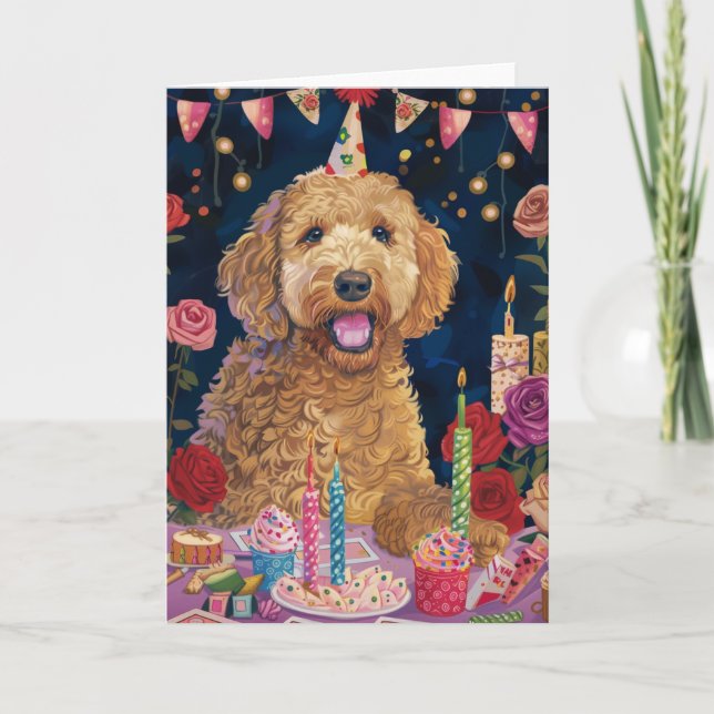 Tarjeta Cumpleaños de Goldendoodle (Anverso)