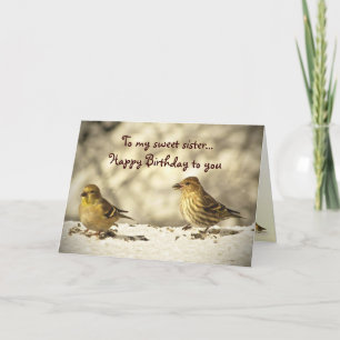 Tarjeta Cumpleaños de Goldfinch y Pine Siskin