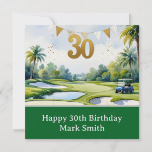 Tarjeta Cumpleaños de Golf 30 en campo de golf