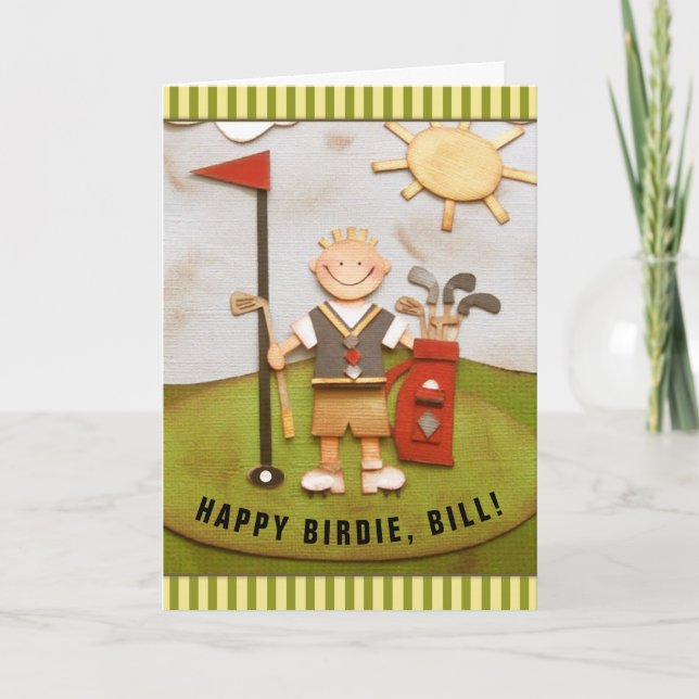 Tarjeta cumpleaños de golf personalizado (Anverso)