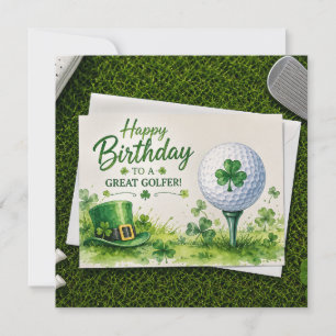 Tarjeta Cumpleaños de golf tematizado en el Día de San Pat