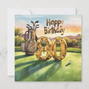 Tarjeta Cumpleaños de golfista con pelota de golf por sus 