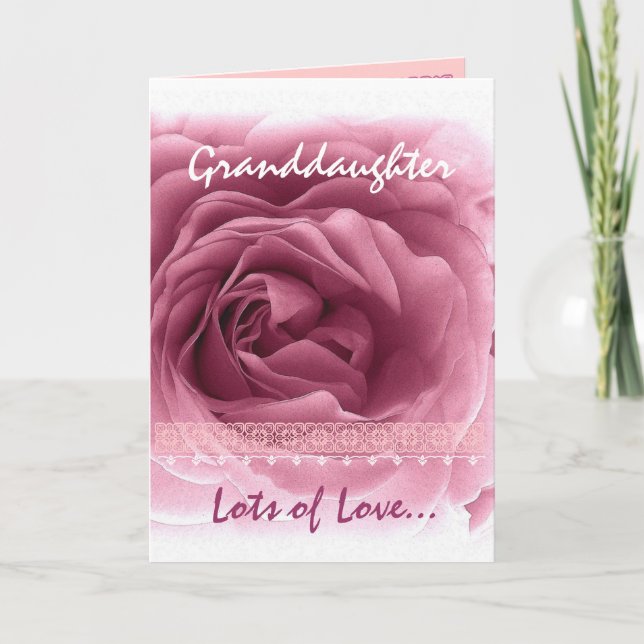 Tarjeta Cumpleaños de GRANDDAUGHTER - Rosas rosadas y trin (Anverso)