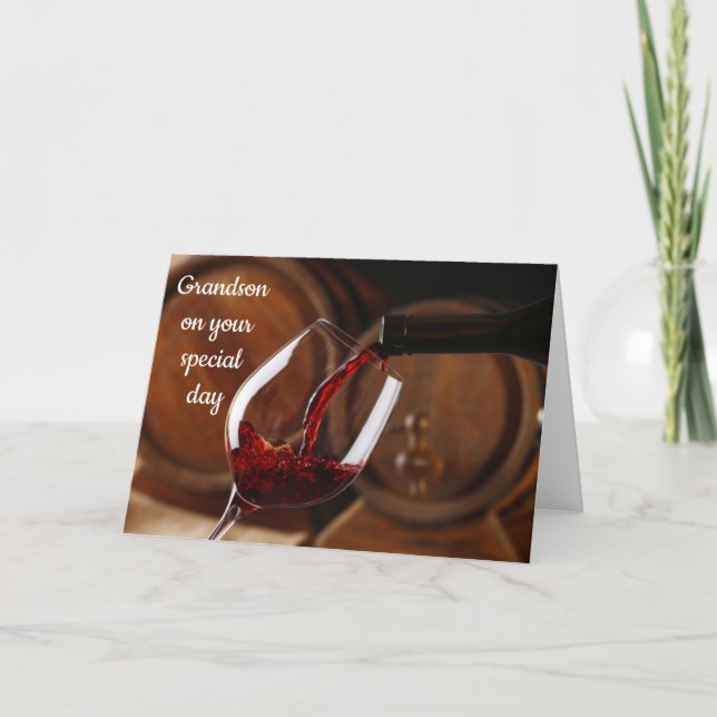 TARJETA *CUMPLEAÑOS DE GRANDSON* PONER EL VINO/DISFRUTAR (Anverso)