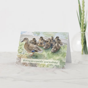 Tarjeta Cumpleaños de graznido bueno - Pato de acuarela