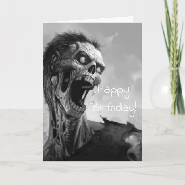 Tarjeta cumpleaños de griterío del zombi (Anverso)