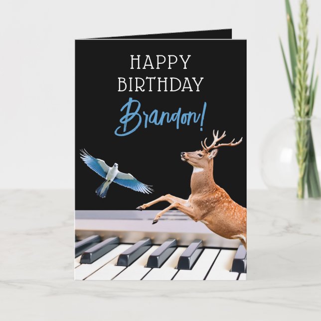Tarjeta Cumpleaños de Guay Black & Blue Animal Piano (Anverso)