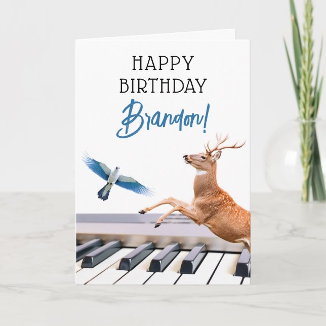 Tarjeta Cumpleaños de Guay White & Blue Animal Piano (Anverso)