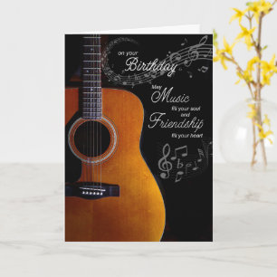 Tarjeta Cumpleaños de guitarra clásica para amante de la m