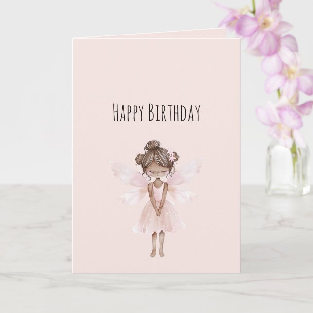 Tarjeta Cumpleaños de Hada Negra Rosa Rubor Mágico (Orquídea)