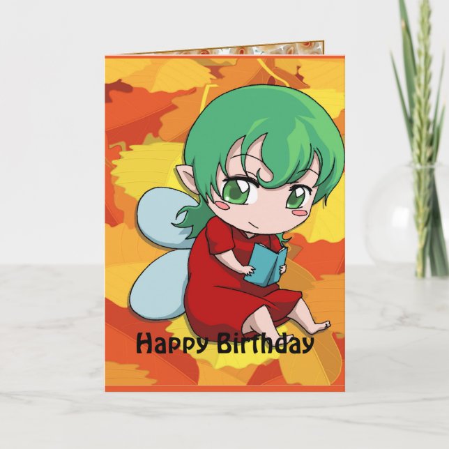Tarjeta Cumpleaños de hadas - libros del amor de I (Anverso)