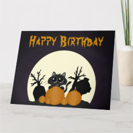 Tarjeta Cumpleaños de Halloween Cañón Negro de gatos calab