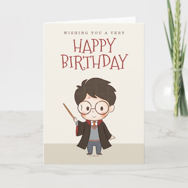 Tarjeta Cumpleaños de Harry Potter simple (Anverso)