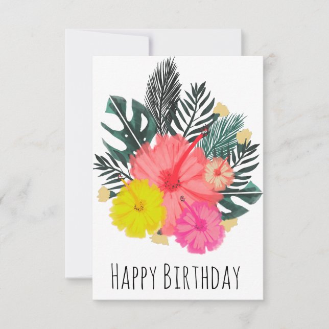Tarjeta Cumpleaños de Hawái Dibujado a Mano Verde Cumpleañ (Anverso)