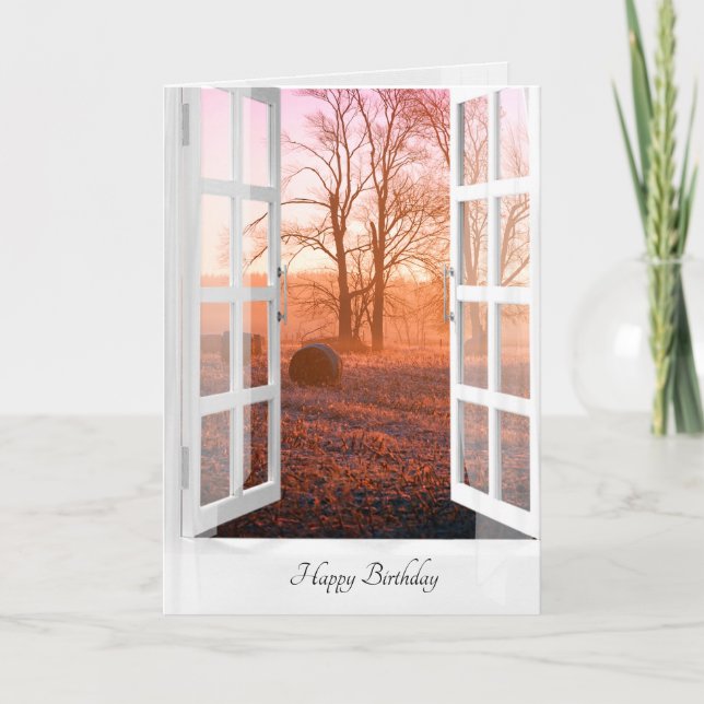 Tarjeta Cumpleaños de Hay Bales de Otoño (Anverso)