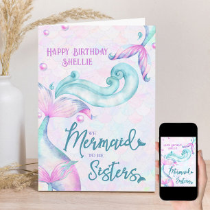 Tarjeta Cumpleaños de hermana personalizado Sirenas para s