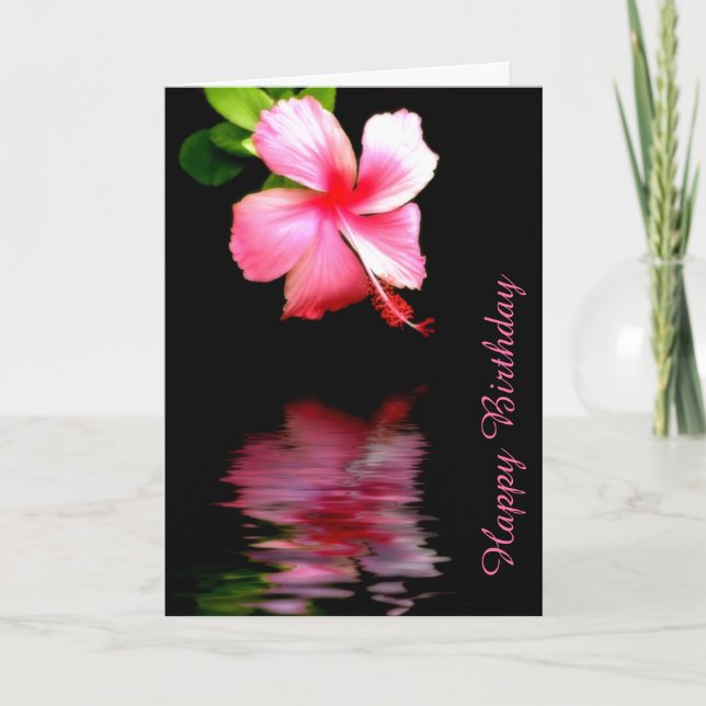Tarjeta Cumpleaños de Hibiscus Pink (Anverso)