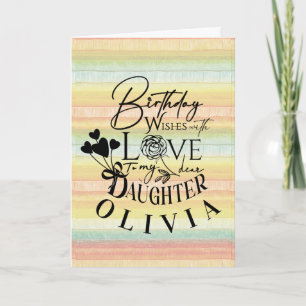 Tarjeta Cumpleaños de Hija Caligrafía Nombre Personalizado
