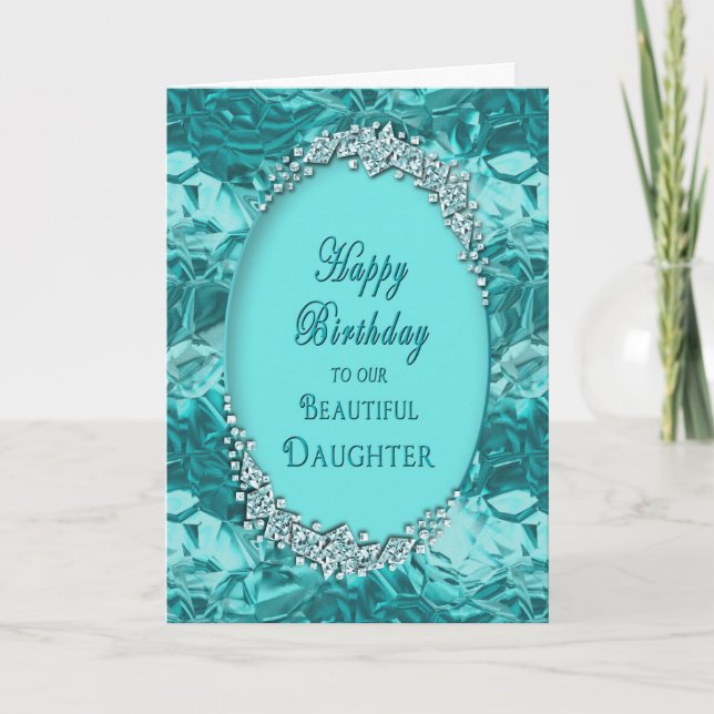 TARJETA CUMPLEAÑOS DE HIJA - HIELO AZUL - SALUDO - (Anverso)