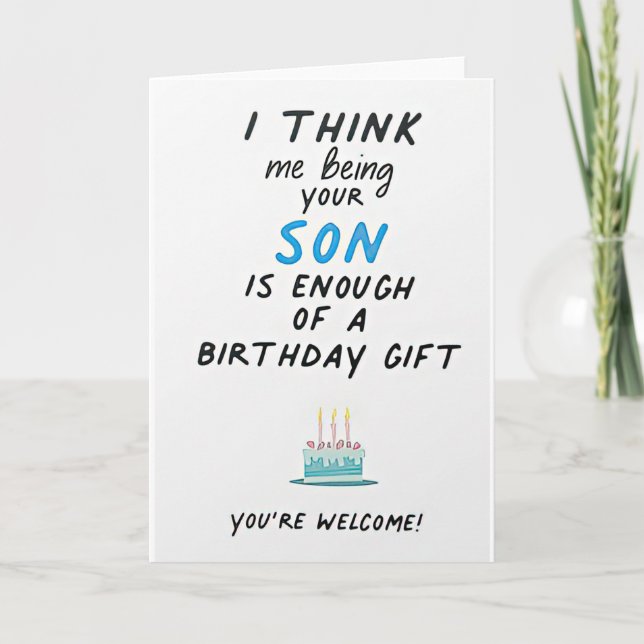 Tarjeta cumpleaños de hijo, feliz cumpleaños (Anverso)