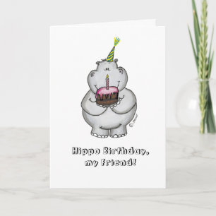 Tarjeta Cumpleaños de Hippo, amigo mío. Cumpleaños feliz