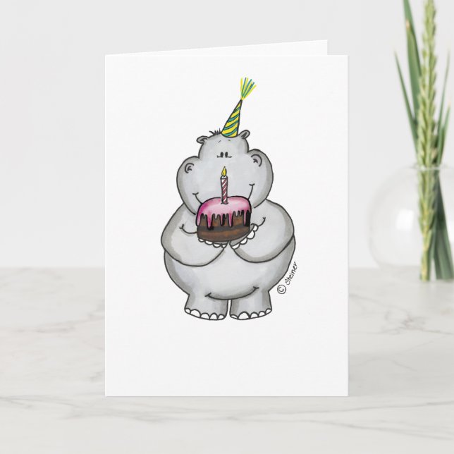 Tarjeta Cumpleaños de Hippo - Feliz Cumpleaños (Anverso)