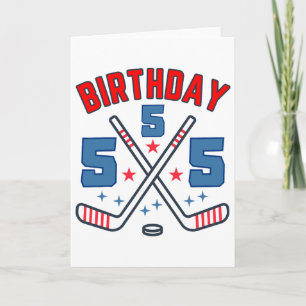Tarjeta Cumpleaños de Hockey sobre Hielo Cinco Niño Cumple