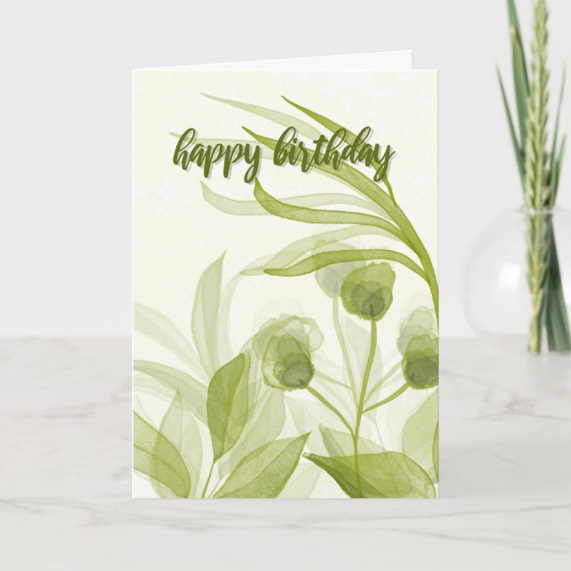 Tarjeta Cumpleaños de Hojas de Acuarela (Anverso)