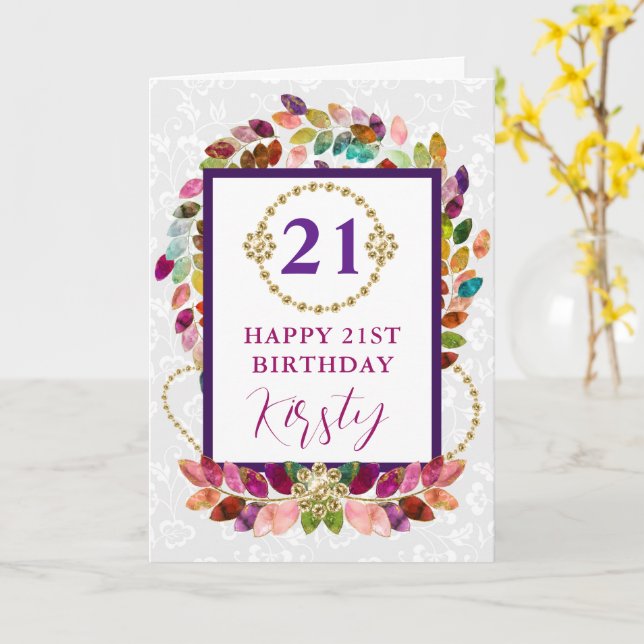 Tarjeta Cumpleaños de hojas de otoño coloridas (flor amarilla)