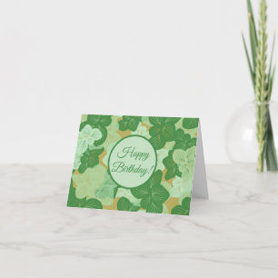 Tarjeta Cumpleaños de hojas verdes tropicales bonitas