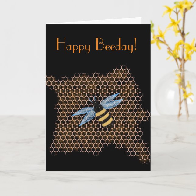 Tarjeta Cumpleaños de Honey Bee (flor amarilla)
