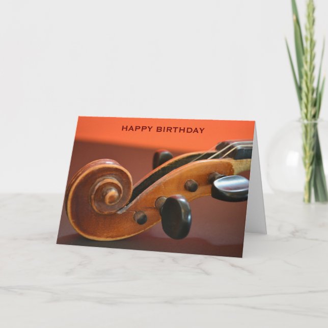 Tarjeta cumpleaños de instrumento musical clásico de violí (Anverso)